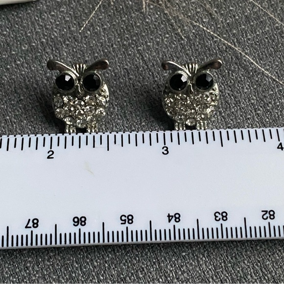 Vintage- Jet & Rock Crystal Double Strand Necklace w/ Owl Crystal Earrings - Picture 16 of 16